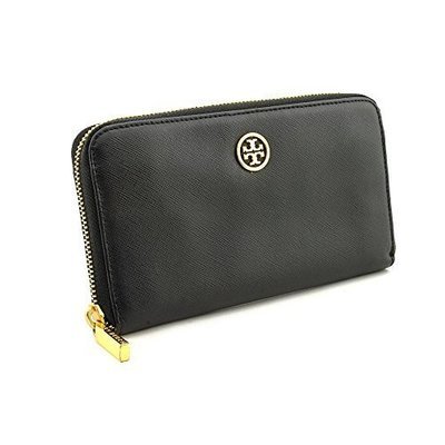 Tory Burch Robinson Black Saffiano Leather Continental Zip Wallet