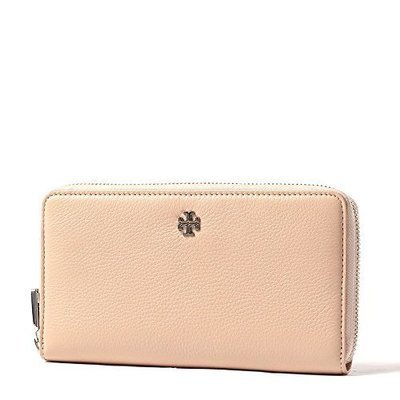 Tory Burch Mercer Zip Soft Pebbled Leather Continental Wallet Style No. 31412 (Light Oak)