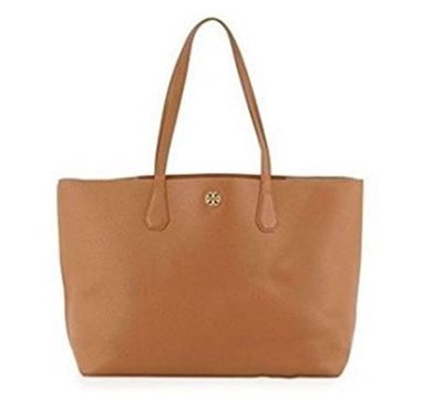Tory Burch Perry Leather Tote Bag, Bark/Light Gold
