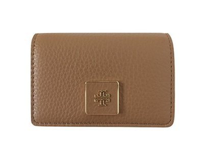 Tory Burch Clara Leather Card Case Bark Brown