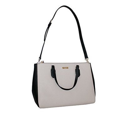 Kate Spade WKRU4387 Leighann Laurel Way Leather Satchel almond/black Handbag