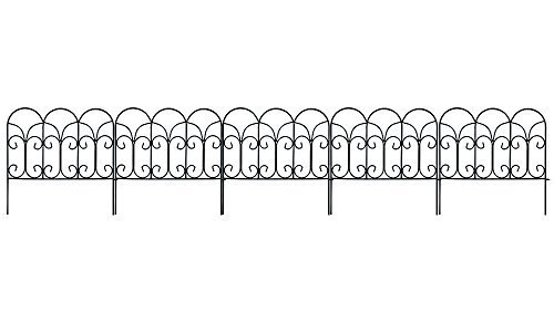 Amagabeli Decorative Garden Fence Coated Metal Outdoor Rustproof 18in x 7.5ft Landscape Wrought Iron Wire Border Fencing Folding Patio Fences Flower Bed Barrier Section Panel Decor Picket Edging Black