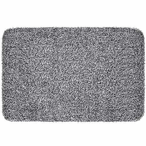 BEAU JARDIN Small Indoor Doormat Absorbent Moisture PVC Backing Shoes Scraper Non Slip Door Mat for Front Door Inside Dirt Trapper Mats Cotton Entrance Mat 18”x28” Machine Washable Black White Fiber