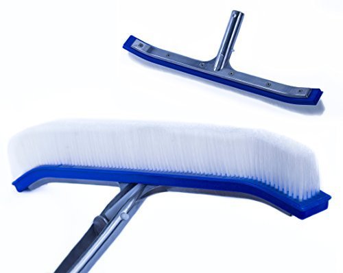Crystal Pool Brush, Heavy Duty /Quality / Lifetime Guarantee, Modern Attractive Design, Stainless Steel Strong Metal Pool Broom, Easy Push, No Drag Slimline Scrubber, Super Rigid Algae Remover, Molded Bristles, Optimal Bristle Strength/ Lifts Dirt / Hard