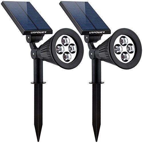 Solar Lights,URPOWER 2-in-1 Waterproof 4 LED Solar Spotlight Adjustable Wall Light Landscape Light Security Lighting Dark Sensing Auto On/Off for Patio Deck Yard Garden Driveway Pool Area(2 Pack)