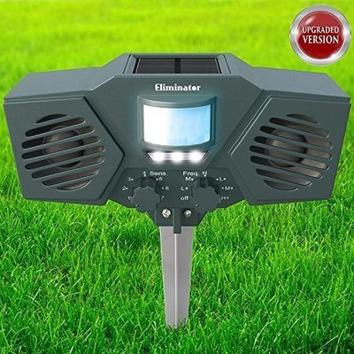 Eliminator Advanced Electric Solar Outdoor Animal and Rodent Pest Repeller for Deer, Dogs, Cats, Birds, etc. [UPGRADED VERSION]