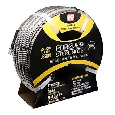 Forever Steel Hose 50&#39; 304 Stainless Steel Garden Hose - As Seen On TV - Lightweight, Kink-Free, and Stronger Than Ever, Durable and Easy to Use