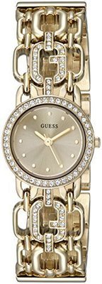 GUESS Women&#39;s U0576L2 Feminnie Gold-Tone Watch with Genuine Crystals &amp; Self-Adjustable Links