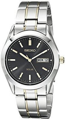 Seiko Men&#39;s SNE047 Two-Tone Solar Black Dial Watch