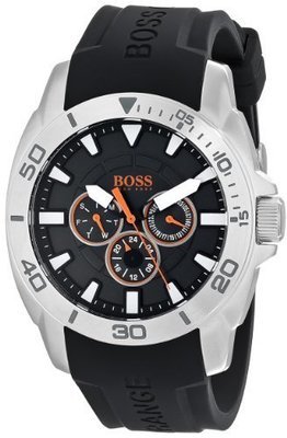 BOSS Men&#39;s 1512950 Orange Stainless Steel and Silicone Casual Watch
