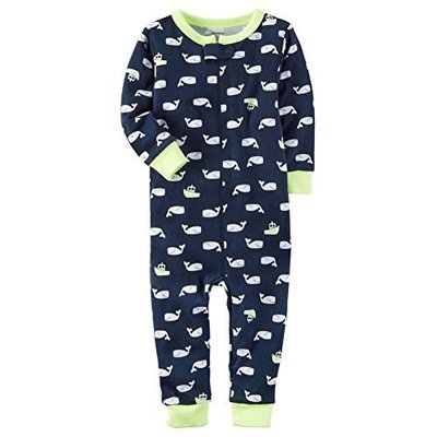Carters Little Boys 1-Piece Snug Fit Cotton Footless PJs Whale Print, Blue, 2T