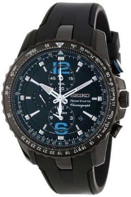 Seiko Men&#39;s SNAF25 Sportura Aviator Alarm Chronograph Japanese Quartz Watch
