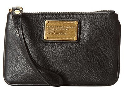 Marc Jacobs Leather Small Wristlet Zip Pouch in Black