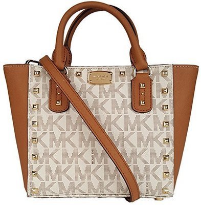 Michael Kors Sandrine Stud Acorn Small Crossbody Leather Handbag Vanilla