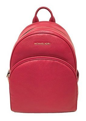 Michael Kors Abbey Jet Set Large Leather Backpack Cherry