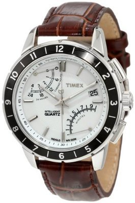 Timex Men&#39;s T2N496 Intelligent Quartz SL Series Fly-Back Chronograph Brown Leather Strap Watch