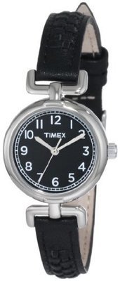 Timex Women&#39;s T2N660 Weekender Petite Black Leather Strap Watch