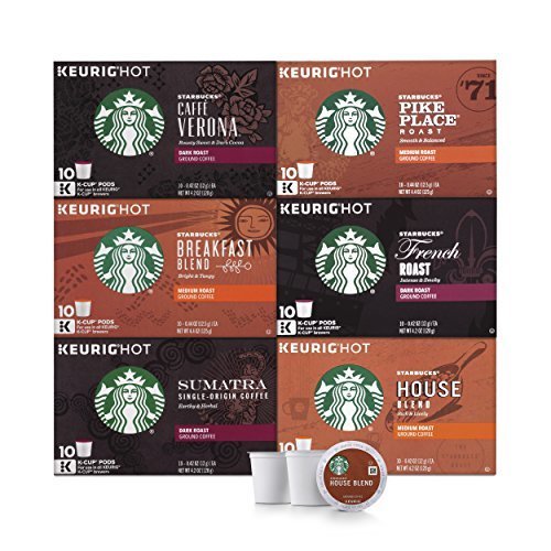 Starbucks Black Coffee K-Cup Variety Pack for Keurig Brewers, 10 Count ( Pack Of 6 )