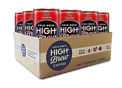 High Brew Coffee Double Espresso 8 Fl Oz (12 Count) Grab &amp; Go Pre-Made Cold Brew Direct Trade Coffee Low-Acidity Caffeine Drink