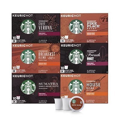 Starbucks Black Coffee K-Cup Variety Pack for Keurig Brewers, 10 Count ( Pack Of 6 )