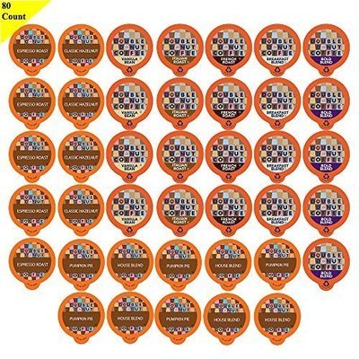 Double Donut Coffee, in Recyclable Single Serve Cups for Keurig K Cup Brewer, Variety Pack Sampler, 80 Count