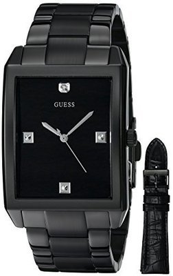 GUESS Men&#39;s U0105G1 Classic Diamond Accent Black Sport Watch