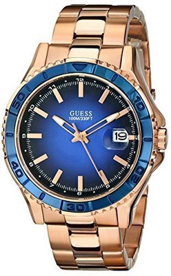 GUESS Men&#39;s U0244G3 Color Sport Blue Dial Rose Gold-Tone Watch