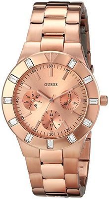 GUESS Women&#39;s U13013L1 Feminine Hi-Shine Rose Gold-Tone Mid-Size Watch