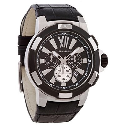 Joseph Abboud Cambridge Collection Men&#39;s Black Dial Black Leather Chronograph Watch Ref.8028