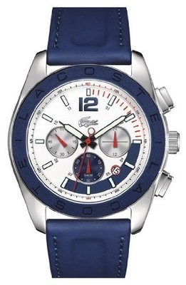 Lacoste 2010666 Chronograph Panama Blue Rubber-Coated Leather Men&#39;s Watch