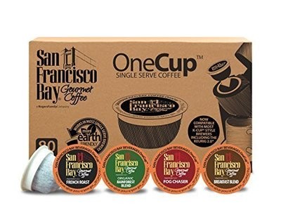 San Francisco Bay OneCup, Variety Pack, 80 Count- Single Serve Coffee, French Roast - Fog Chaser - Rainforest - Breakfast Blend, Compatible with Keurig K-cup Brewers