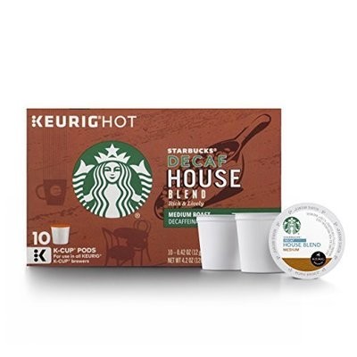 Starbucks Decaf House Blend Medium Roast Single Cup Coffee for Keurig Brewers, 6 Boxes of 10 (60 Total K-Cup pods)
