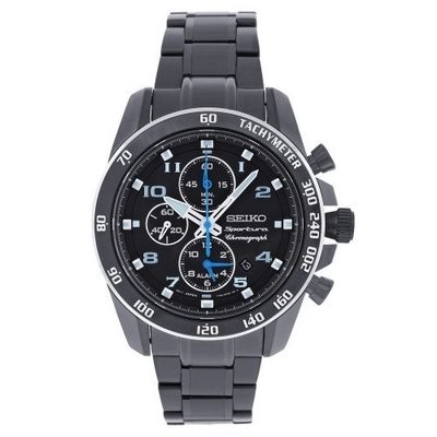 Seiko Men&#39;s SNAE77 Stainless Steel Analog with Black Dial Watch