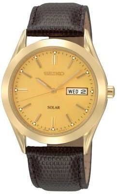 Seiko Men&#39;s SNE052 Solar Strap Champagne Dial Watch