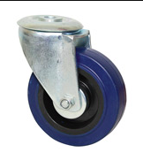 80mm Blue Elastic Castor - Single Bolt Hole Blue Elastic Swivel Castor