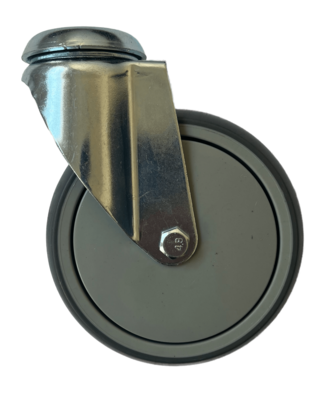 125mm Grey Rubber Castor Wheel - Shopping Cart Grey Rubber Swivel Castor