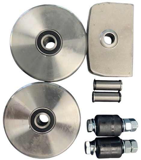 120mm Gate Wheel Kit (2 Wheel Assemblies plus 2 Guides) - V Profile