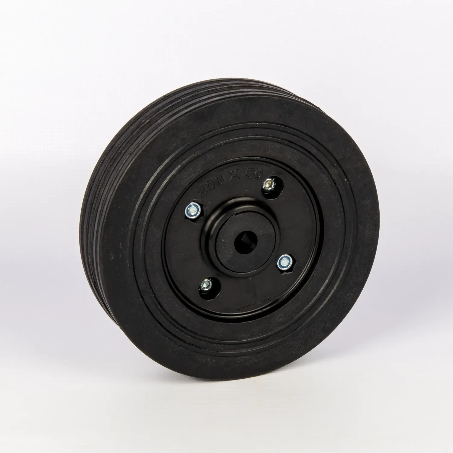200mm Split Rim Rubber Trolley Wheel – 48mm Hub