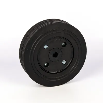 200mm Split Rim Rubber Trolley Wheel – 48mm Hub