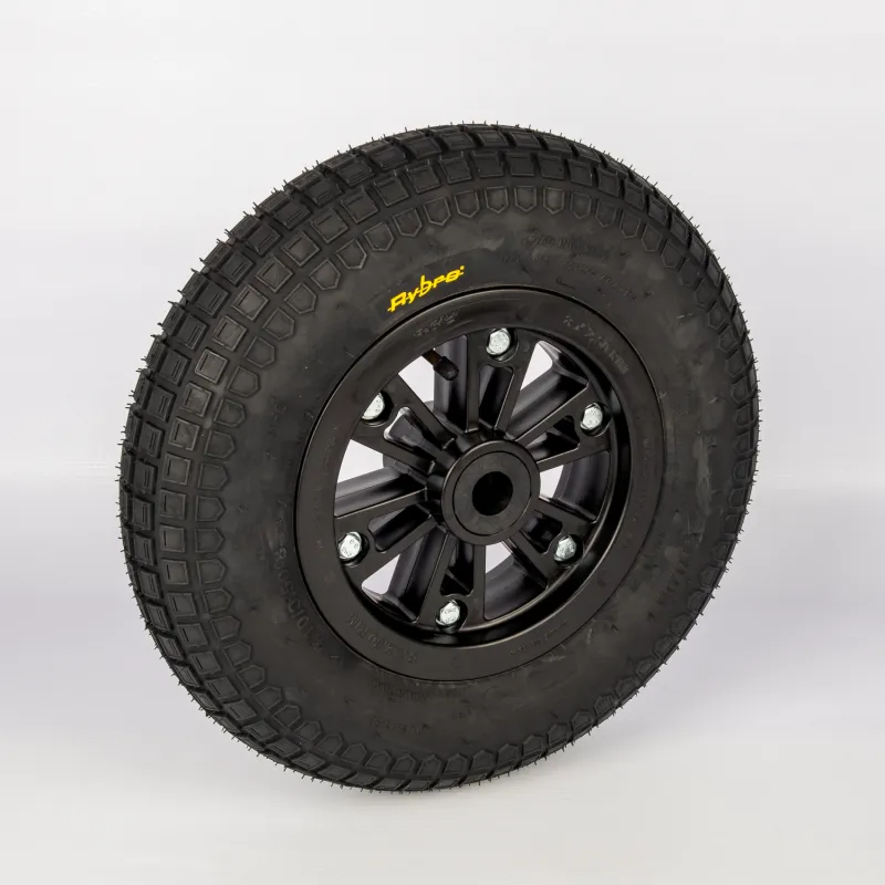 Wheelbarrow Wheel 400mm (4.10-8) - Rybro® 400mm wheelbarrow wheel with inflatable tyre and plastic rim. 4ply DSI tyre and inner tube