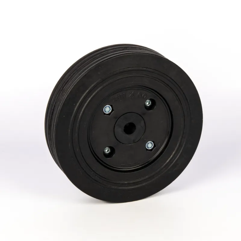 200mm Split rim Rubber Trolley Wheel - Hub 40mm