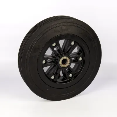 heavy duty black rubber wheelbarrow wheel with bearing made by rybro castors