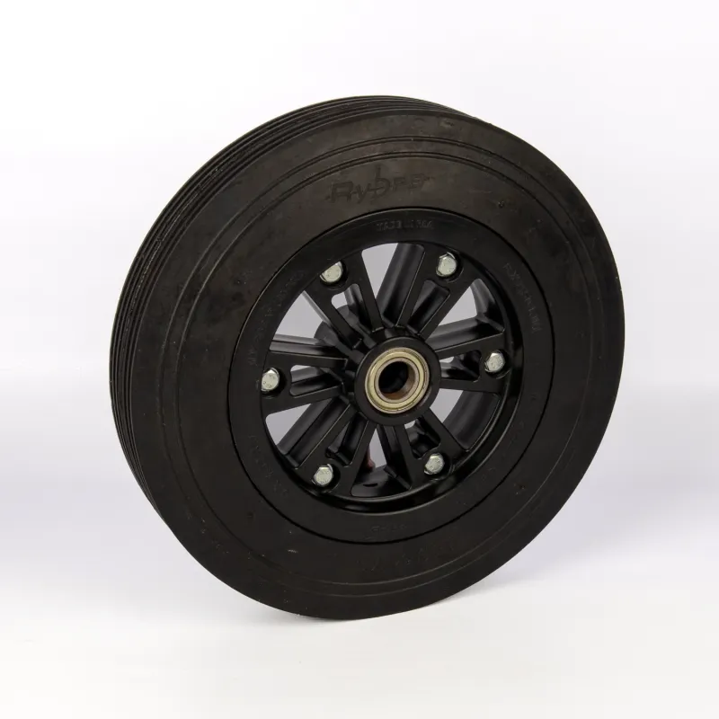 heavy duty black rubber wheelbarrow wheel with bearing made by rybro castors