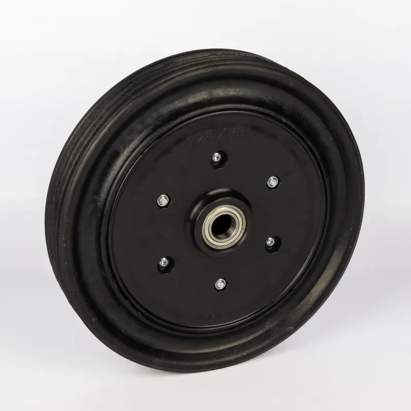 rubber wheelbarrow wheel, rybro castors, black rubber, split disc and ball bearings