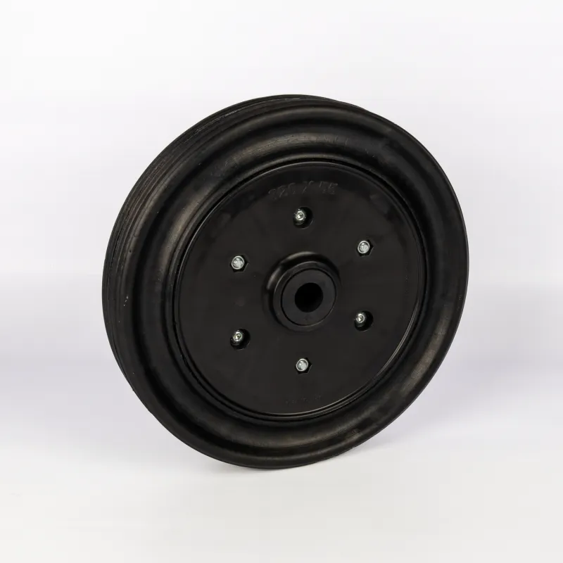 Premium wheelbarrow wheel manufactured in south africa by rybro castors. Black rubber tyre and plastic rim