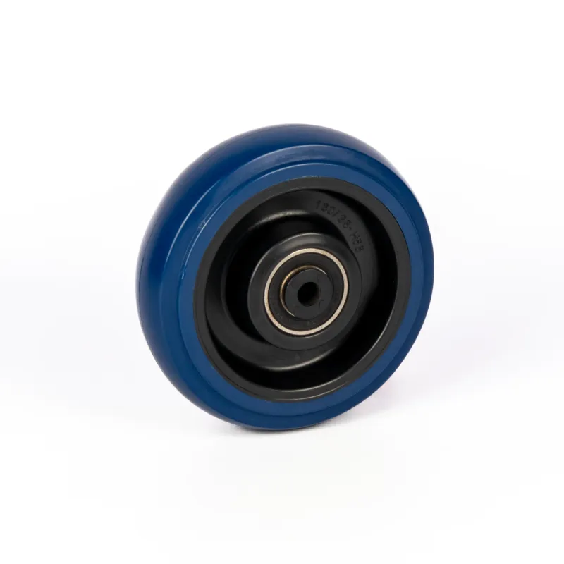160mm Blue Elastic Rubber Trolley Wheel