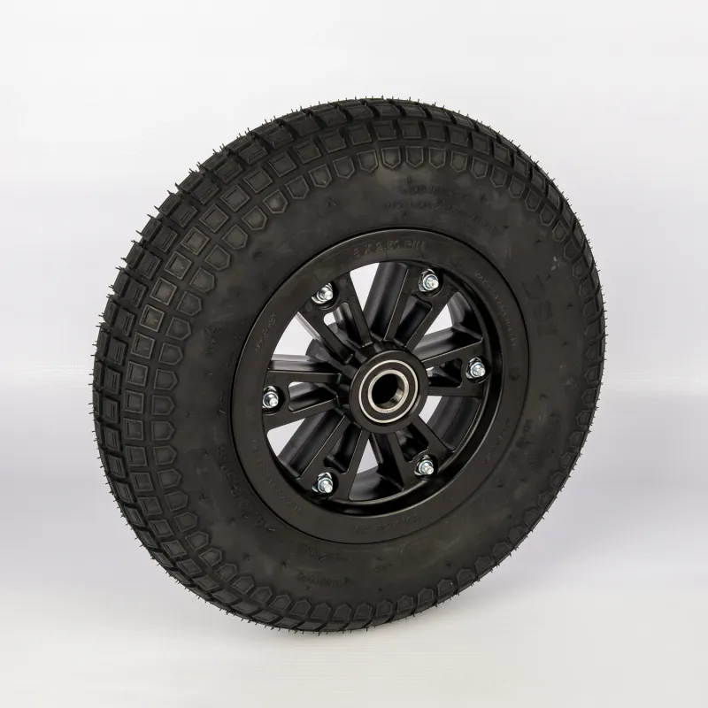 4.80-8 wheelbarrow wheel with inflatable tyre and plastic rim. fitted with ball bearings