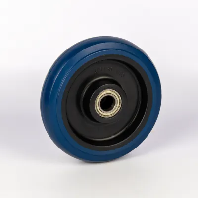 200mm Blue Elastic Rubber Trolley Wheel – Industrial Replacement
