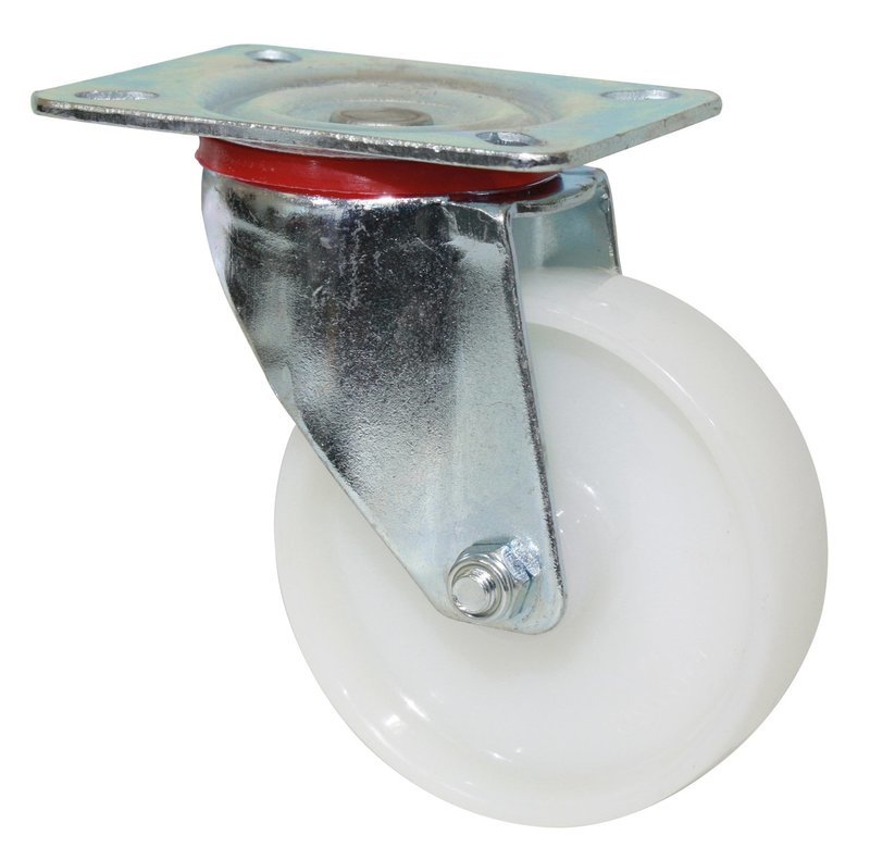 100mm Grey Nylon Castor - Plate Fitting Grey Nylon Swivel Castor