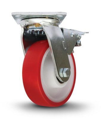 Nylon Polyurethane Swivel Braked Castor
